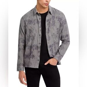 $248 NWT John Varvatos Cole Shirt XL Gray Men's Button Down 100% Cotton Floral